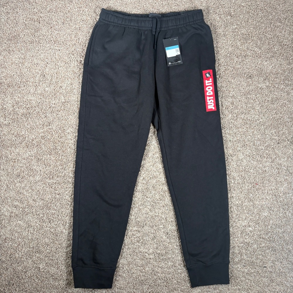 Nike Mens Just Do It Fleece Joggers Black Red Graphic Sweatpants BV5099-010 M